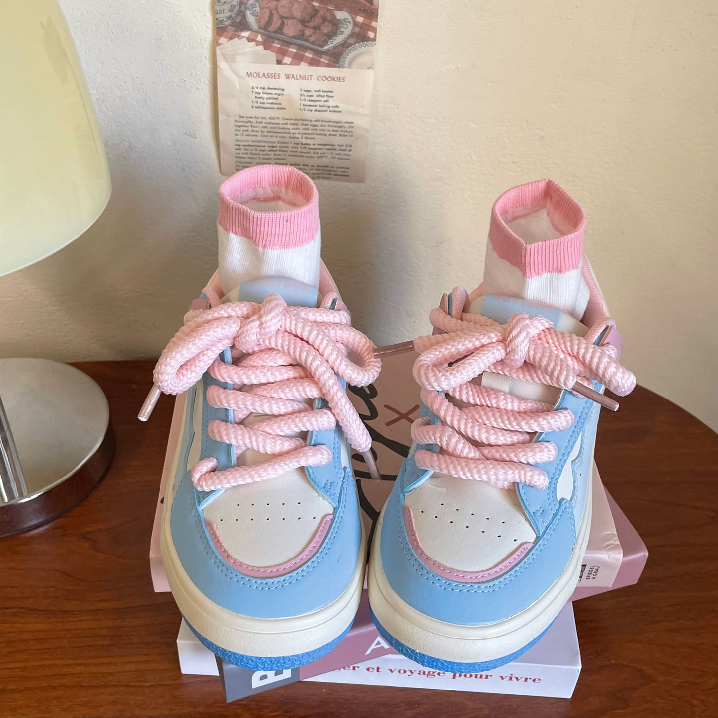 Pink White Blue Yellow Lace Sporty Sneakers Running Shoes