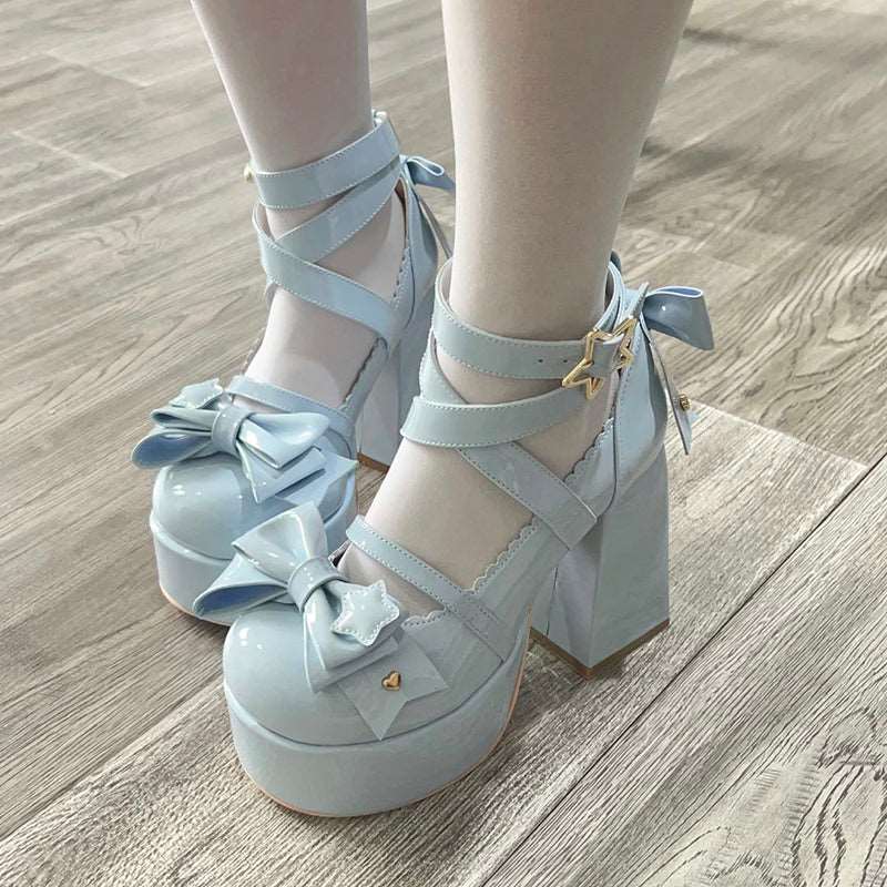 Beauty Bunny Star Wish Princess Blue Pink White Black High Heels Shoes