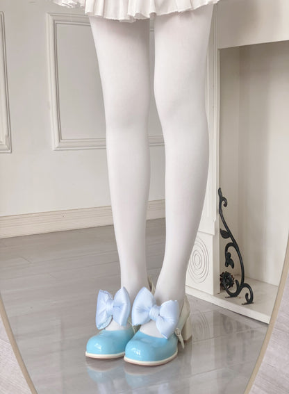 Dreamy White Tea Gradient Blush Lolita Black White Pink Blue High Heels Shoes