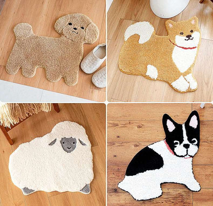 Cute Animal Shiba Inu Dog Puppy Cat Sheep Alpaca Bathroom Non Slip Mat Rug Carpet Decor