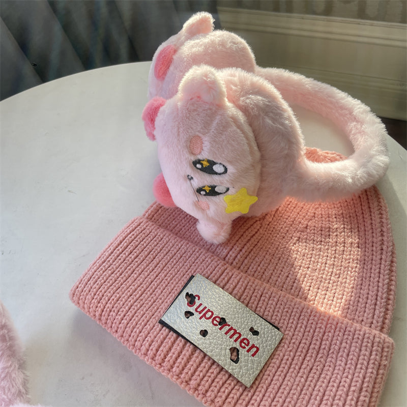 Cute Pink Star Cartoon Warm Winter Earmuffs