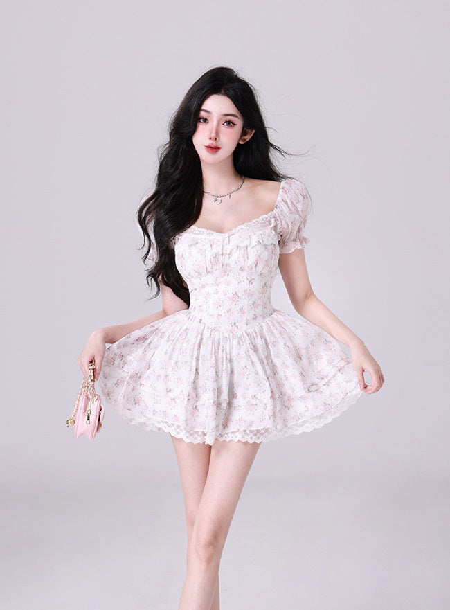 Kiki Star First Love Summer Blue Cream Puff Sleeve Dress