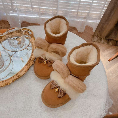 Bear Ears Bell Bow Winter Snow Brown Boots