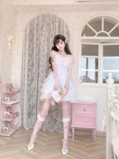 Candy Fairy Pure White Angel Princess Ruffled Layered Dress