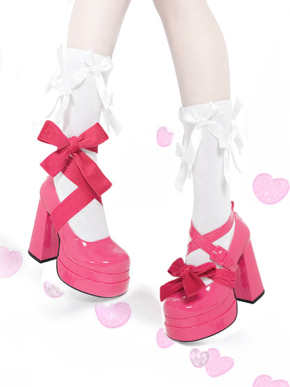 Lillian Lolita Princess Bad Bear Mary Jane Platform High Heels Shoes