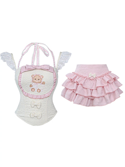 Serendipity Pink Puff Bear Camisole Top & Skirt Two Piece Set