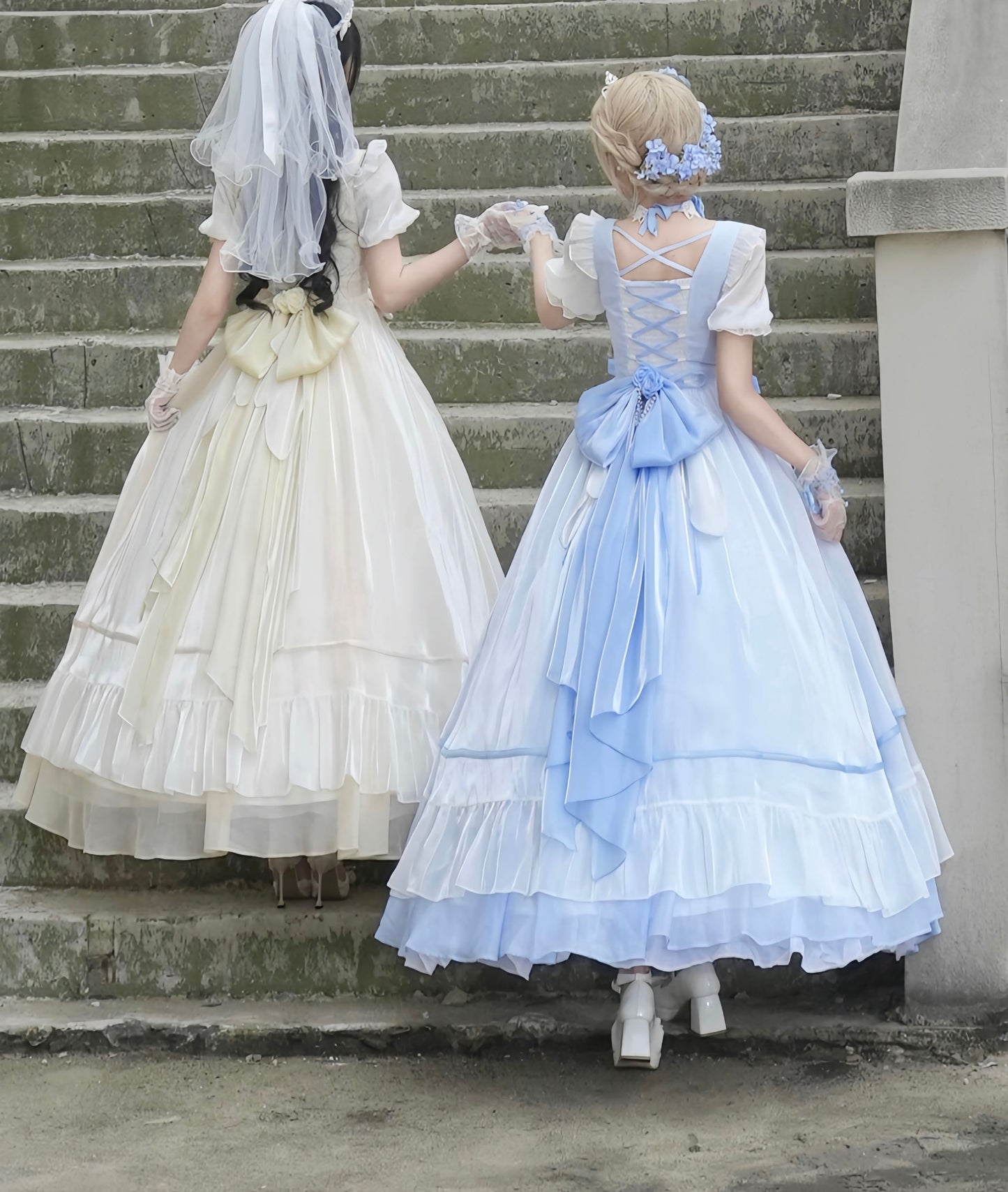 Flying Diary Lolita Blue Cream Black Pink Wedding Prom Long Dress