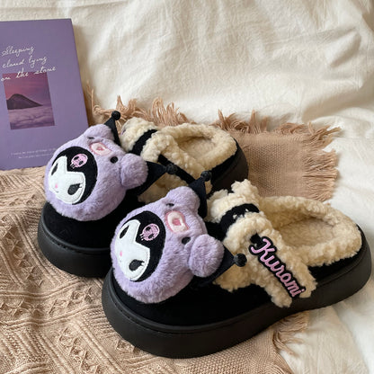 Purple Devil Soft Winter Thick Plush Cotton Slippers Shoes