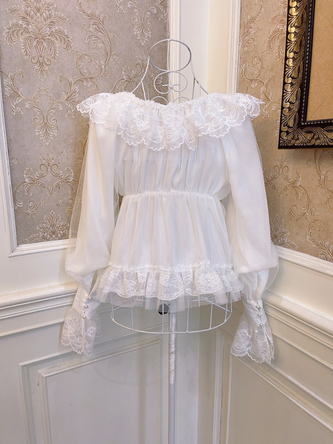 Sweetheart Princess Snow White Doll Lace Chiffon Blouse Top & Skirt Two Piece Set