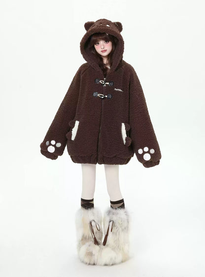 Crazy Girl Animal Series Black Cat Brown Bear White Rabbit Jacket