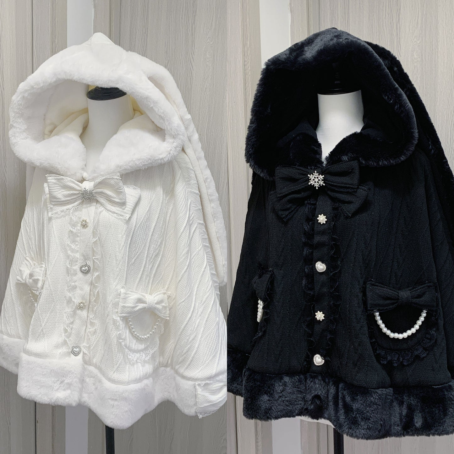 Virtual Paradise Jirai Kei Rabbit Ears White Black Jacket