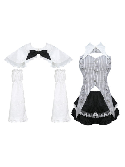 Serendipity Academy Magic Leader White Cape & Gray Vest & Black Skirt Three Piece Set