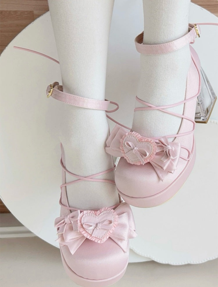 Moeka Chan Lolita Pink Blue White Black Green Butterfly Transparent Glass High Heels Shoes