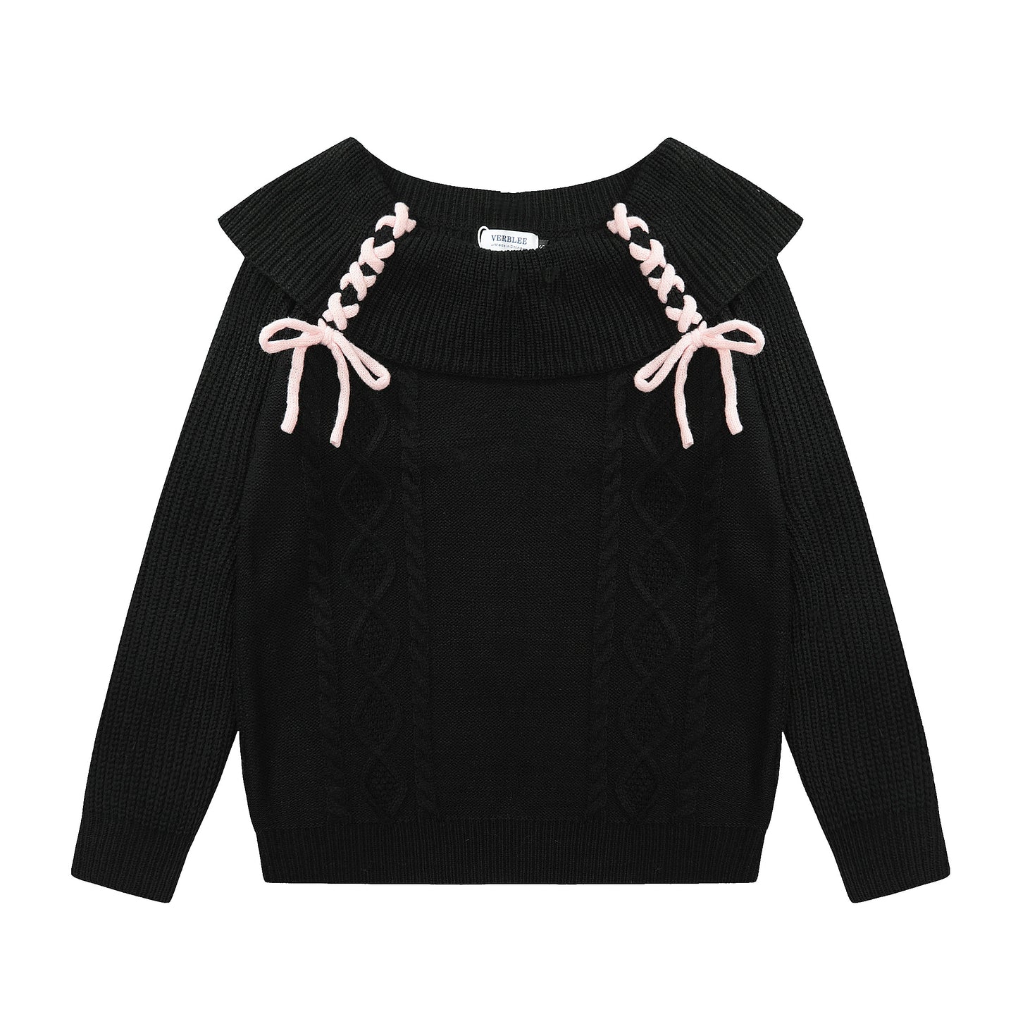 Young Eyes Black Croissant Off Shoulder Knit Sweater