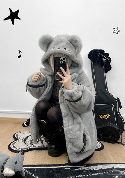 Cute Little Mouse Yabi Gray Ice Blue Jacket Coat