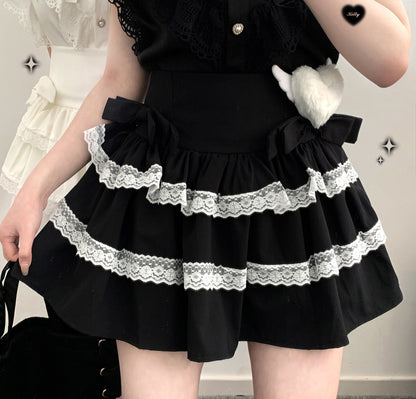 Kitten Bullet Jirai Kei Heavenly Girl Cake Ruffle Black White Blue Skirt