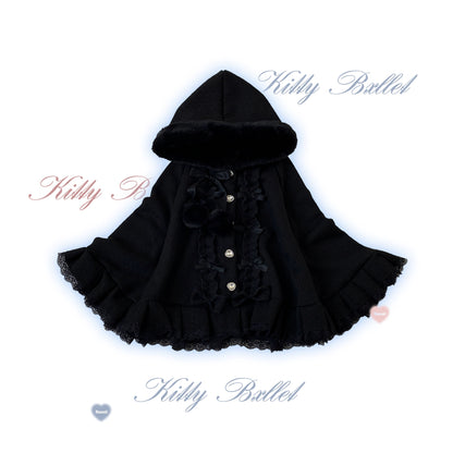 Kitten Bullet Pompom Sweetheart White Pink Black Blue Cape Cloak