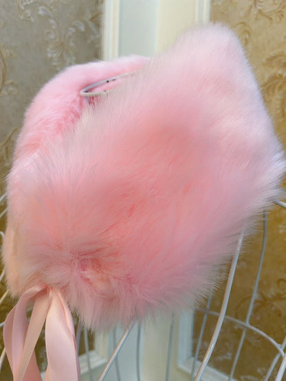 Sweetheart Princess Pink Faux Rabbit Fur Plush Collar Wrap Scarf