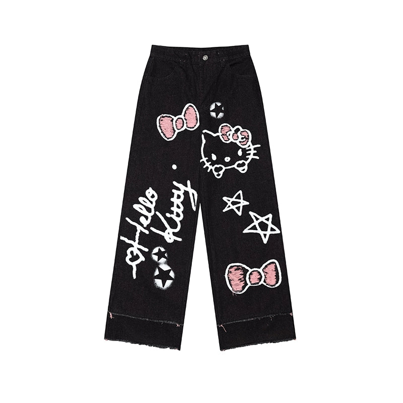 Young Eyes Punk Kitty Cat Black Jeans