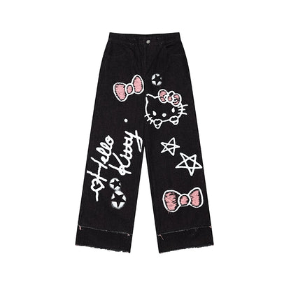 Young Eyes Punk Kitty Cat Black Jeans