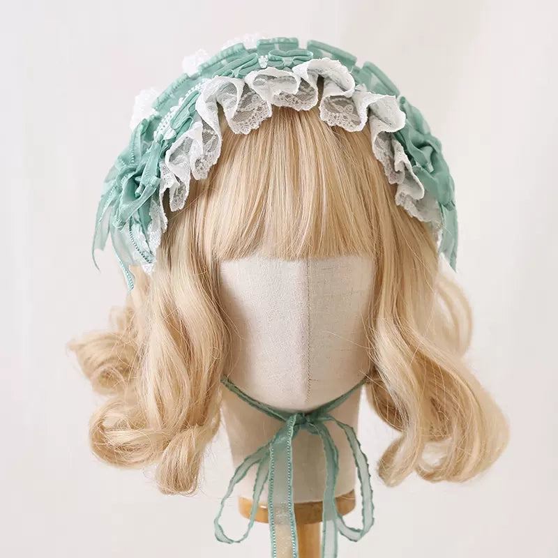 Lolita Lace Cream White Bow Hairband Accessories