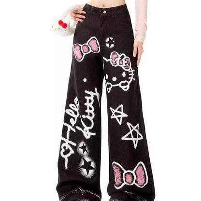 Young Eyes Punk Kitty Cat Black Jeans