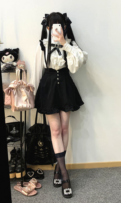 Kitten Bullet Jirai Kei Love Trap Black Pink Blue Suspender Skirt