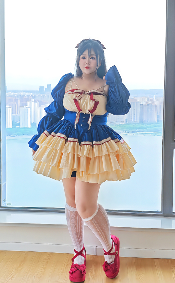 Plus Size Snow White Navy Cream Princess Lolita Dress