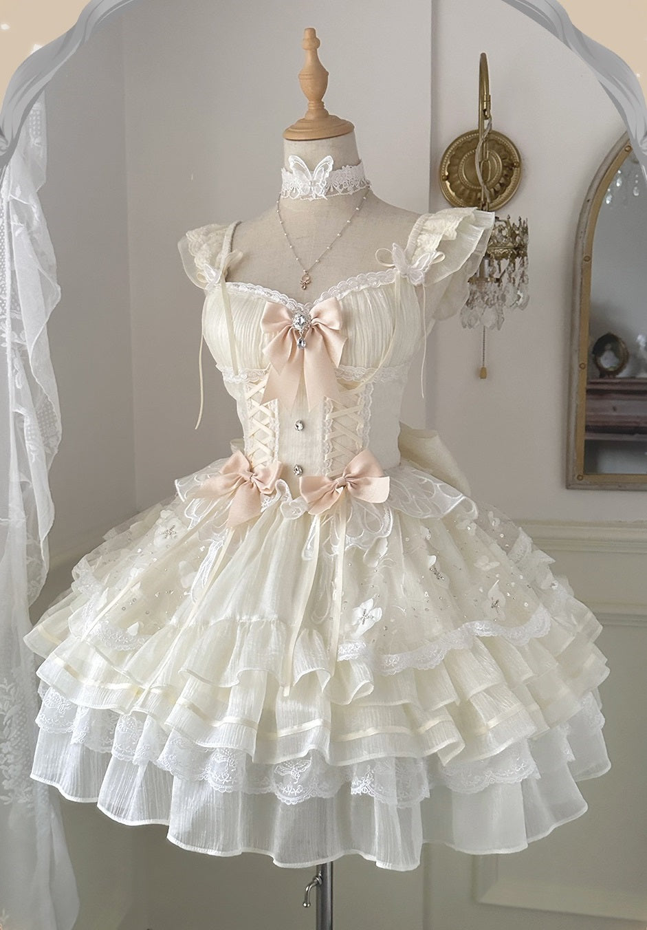 Flying Diary Tribute to First Love Cream Lolita Dress