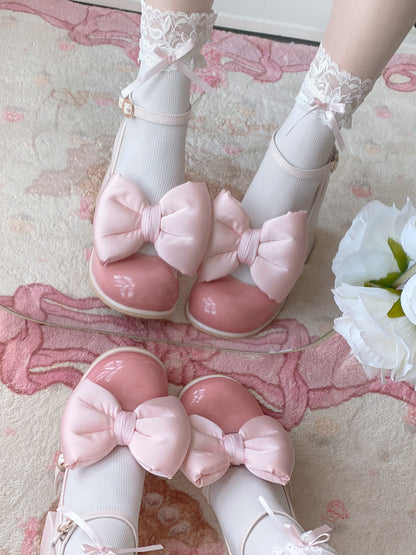 Dreamy White Tea Gradient Blush Lolita Black White Pink Blue High Heels Shoes