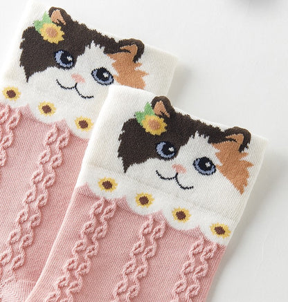 Cute Calico Cat Colorful Cotton Socks 6 Patterns Pairs Sets