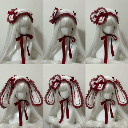 Handmade Original Lolita Heart Plush Rabbit Ears Hairband Hair Accessories