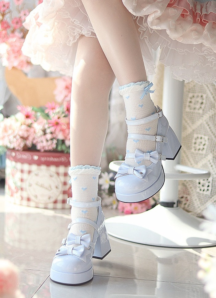 Moonlight Messenger Pink White Black White Blue High Heels Shoes