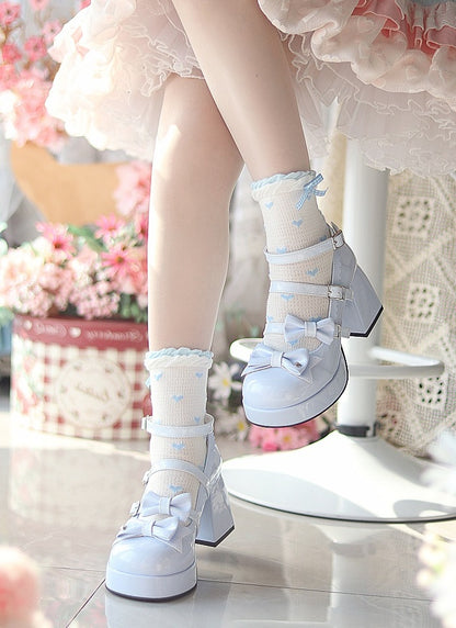 Moonlight Messenger Pink White Black White Blue High Heels Shoes