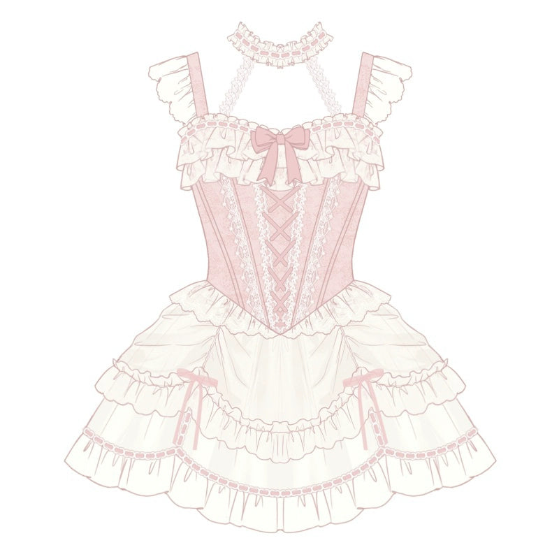 Serendipity Secret Garden Lolita Pink Strap Dress