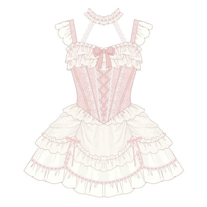 Serendipity Secret Garden Lolita Pink Strap Dress