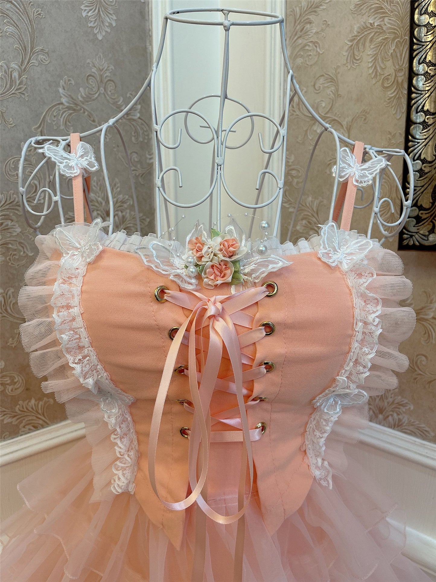 Sweetheart Princess Fairy Strap Cake Peach Pink Dress