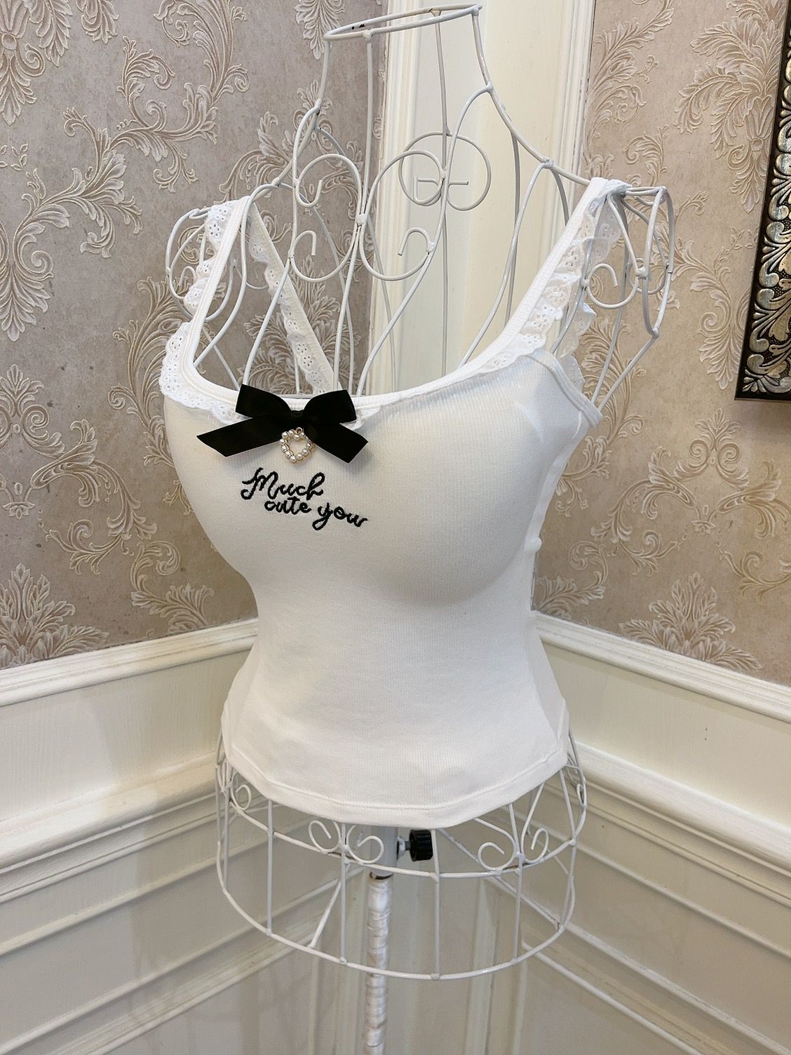 Sweetheart Princess Much Cute Black White Blue Camisole Top