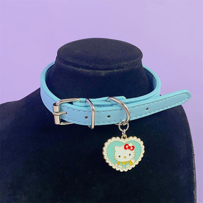 Harajuku Y2K Kitty Star Leather Collar Choker