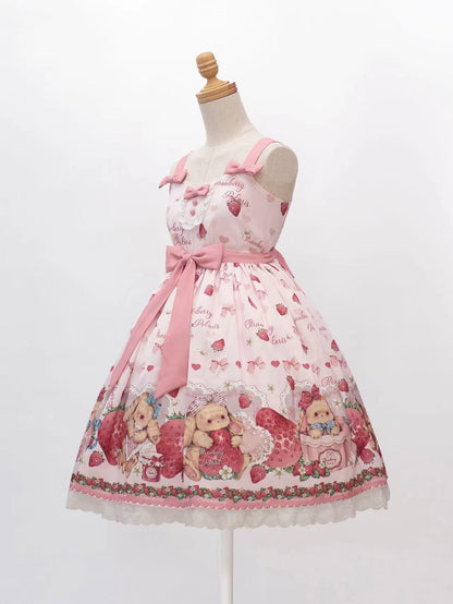 Polaris Lolita Pink Rabbit Strawberry Strap Dress