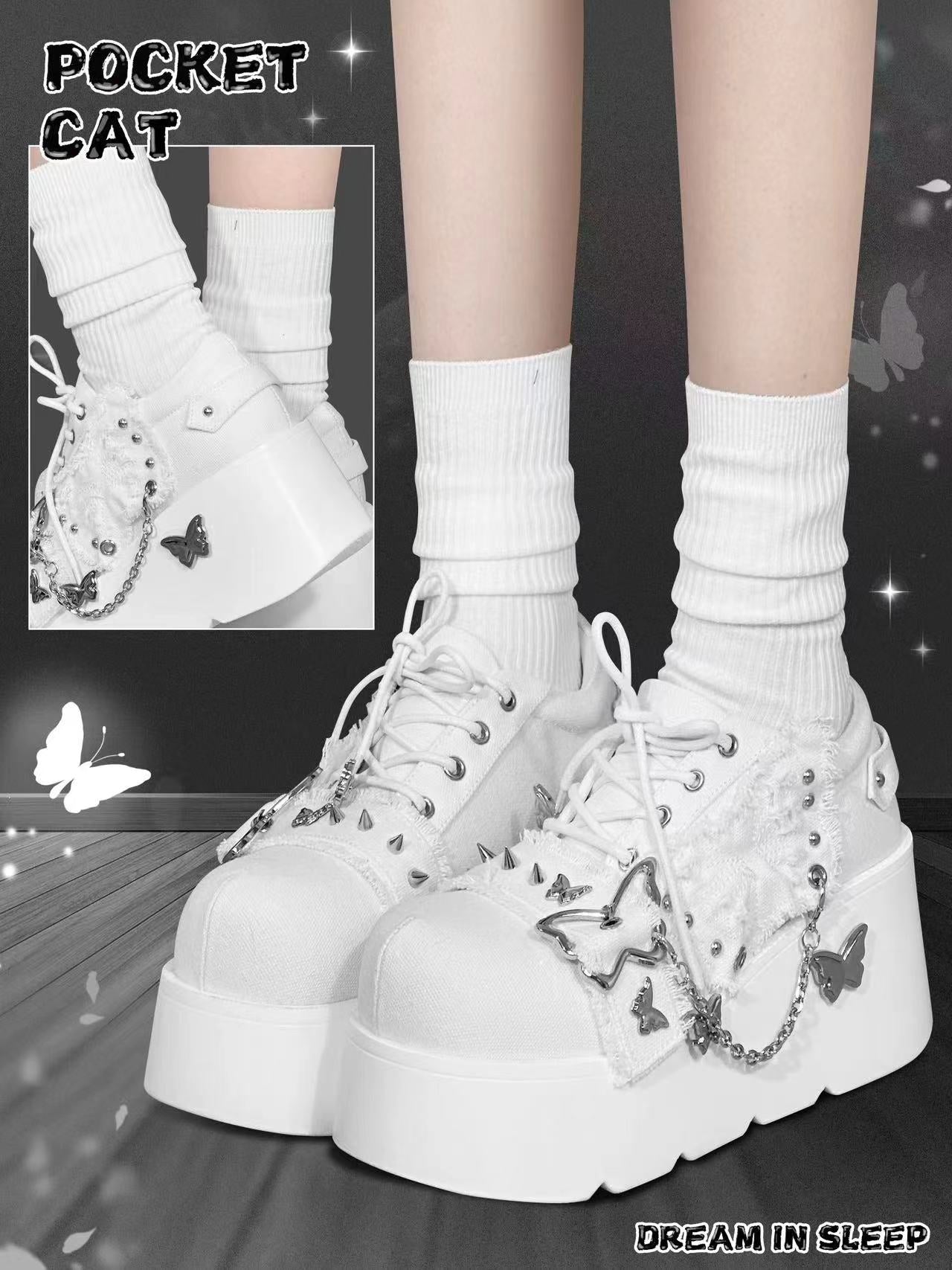 Pocket Cat Y2K Butterfly Dream EGL Canvas Platform Shoes