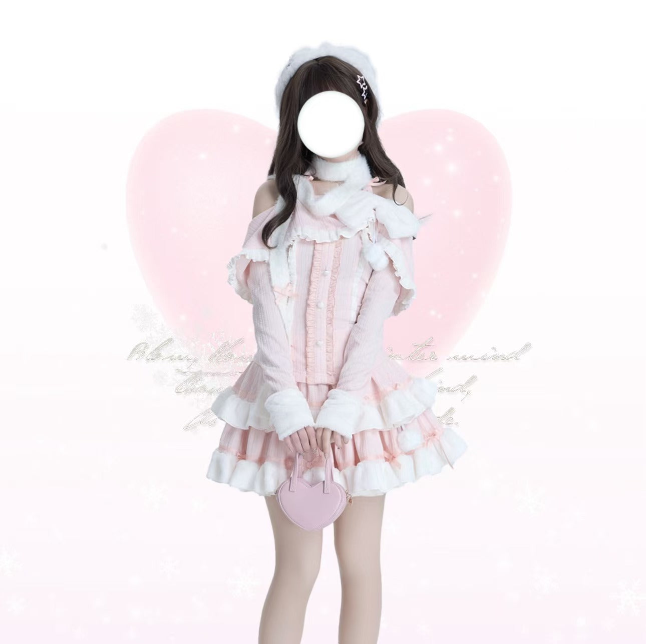 Platycodon Sweet and Delicate Pink Sweater & Skirt Two Piece Set