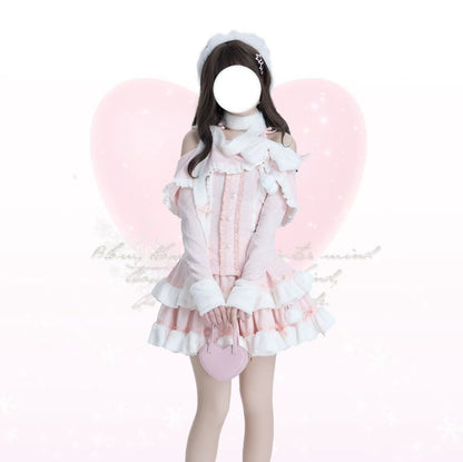 Platycodon Sweet and Delicate Pink Sweater & Skirt Two Piece Set