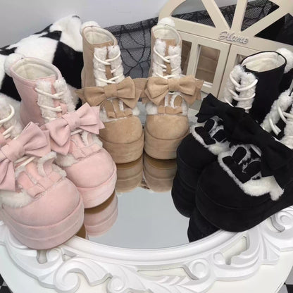 Akari Lolita Runaway Rabbit Pink Black Brown Snow Boots