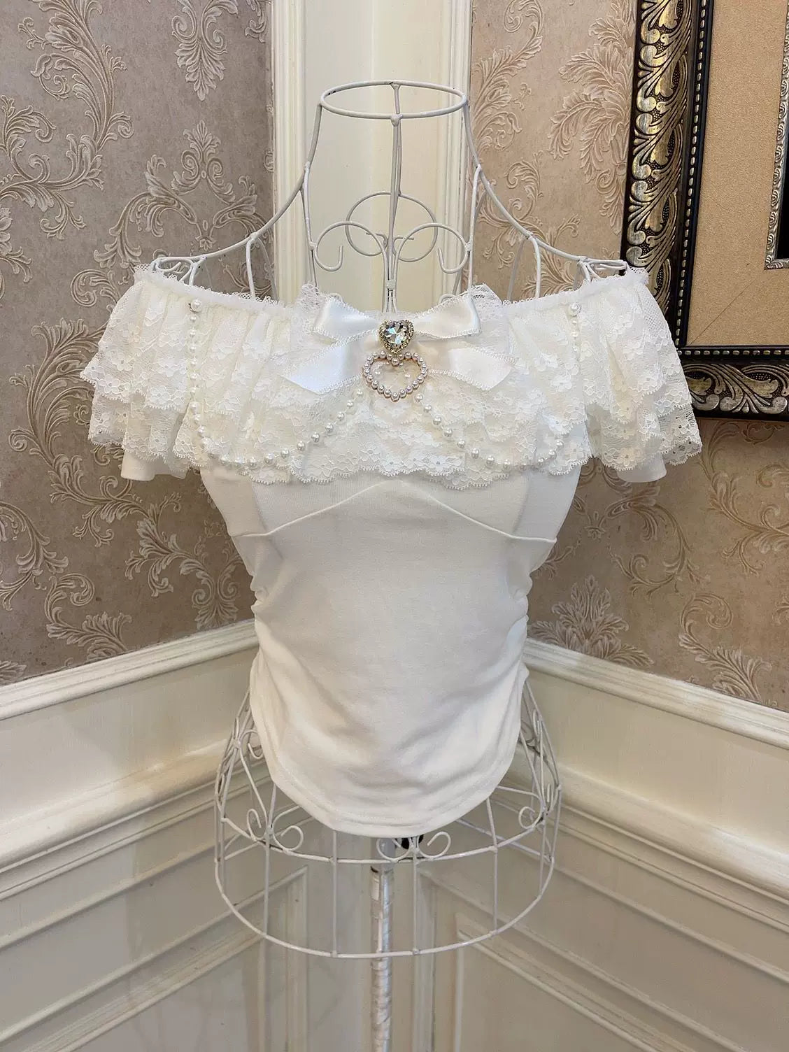 Sweetheart Princess Off Shoulder Lace White Top