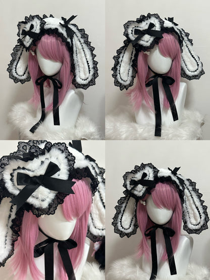 Handmade Original Lolita Heart Plush Rabbit Ears Hairband Hair Accessories