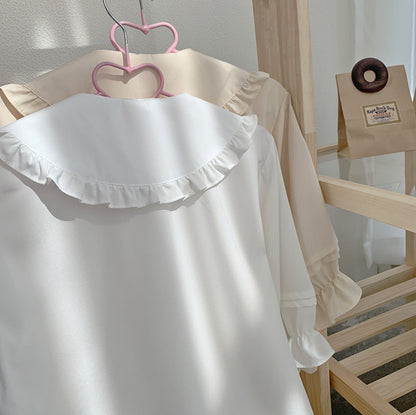 Japanese School Uniform Sweet Rounded Collar White Cream Shirt Blouse