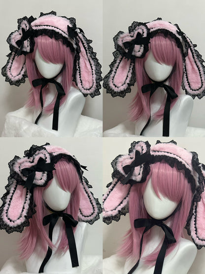 Handmade Original Lolita Heart Plush Rabbit Ears Hairband Hair Accessories