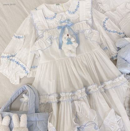 Dormir Doll EGL Doll Collar Heart Bow Lace Pink & Blue White Blouse Shirt