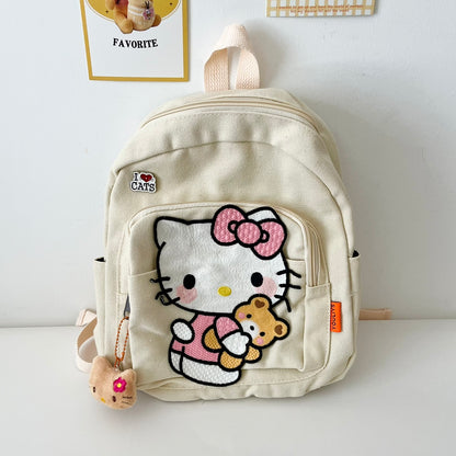 Y2K Black Brown Skin Kitty Denim Student Backpack Bag